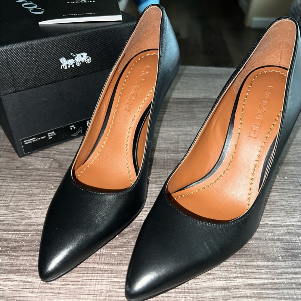Coach Addie Black Leather Pumps size 5/35 Worn once!